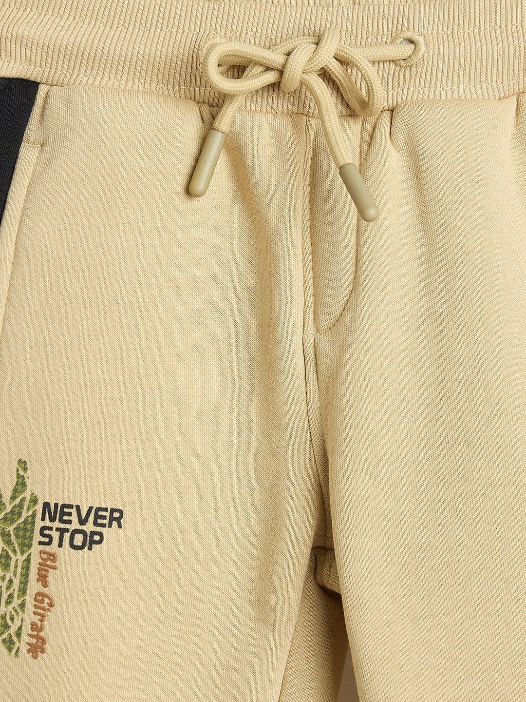 Blue Giraffe Boys Regular Fit Beige Logo Sweatpant