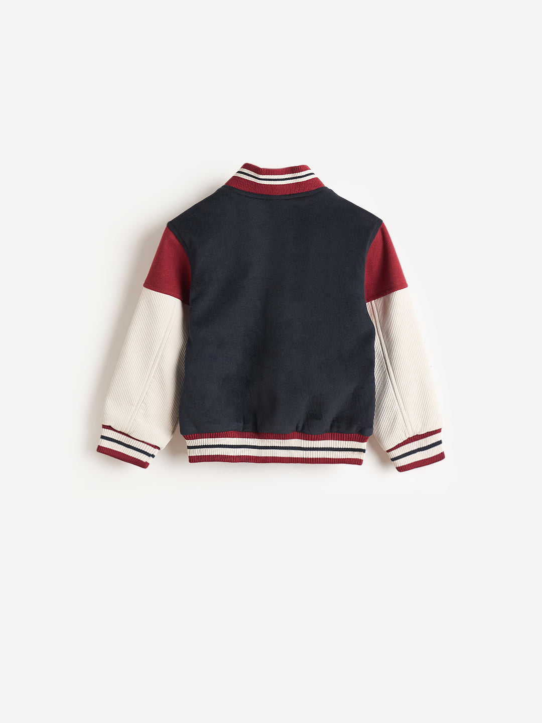 Blue Giraffe Boys Navy Blue Solid Crew Neck Jacket