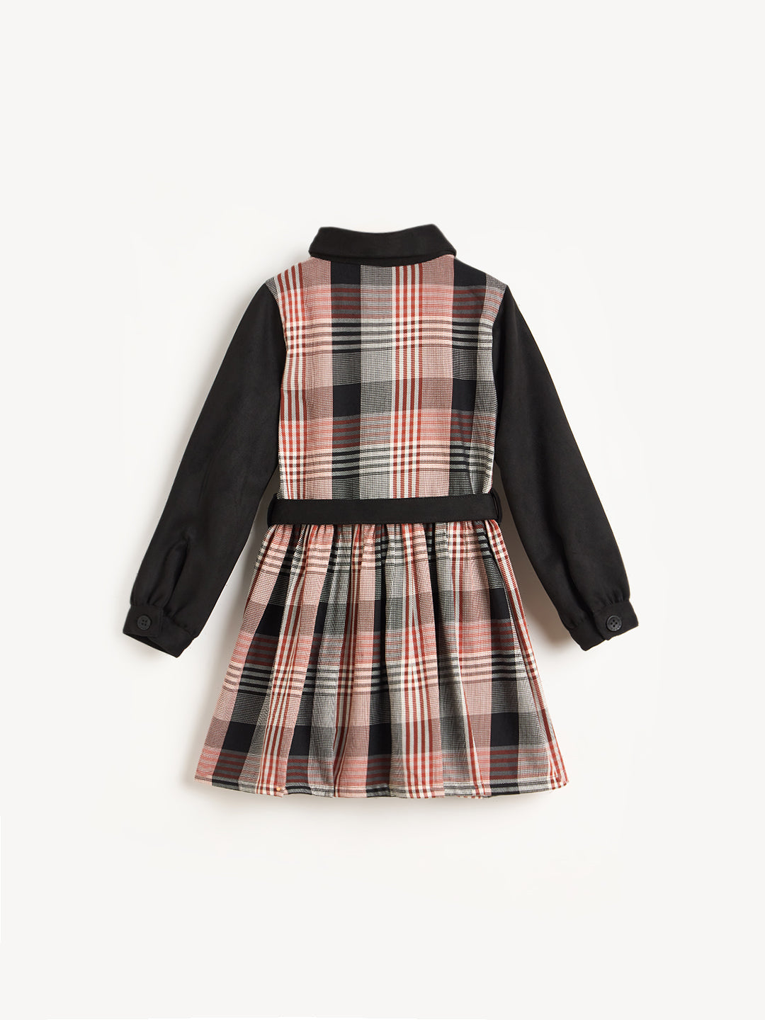 Blue Giraffe Girls Multicolor Check Collared Dress
