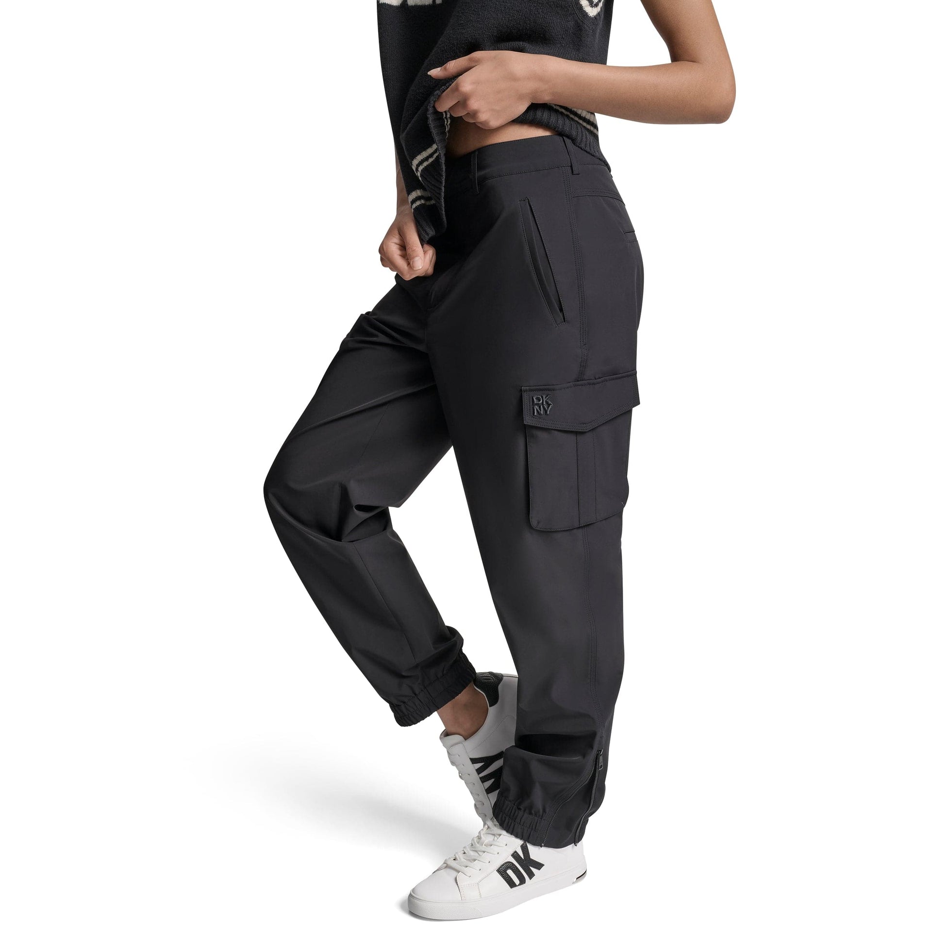 DKNY Womens Black Nylon Solid Trouser