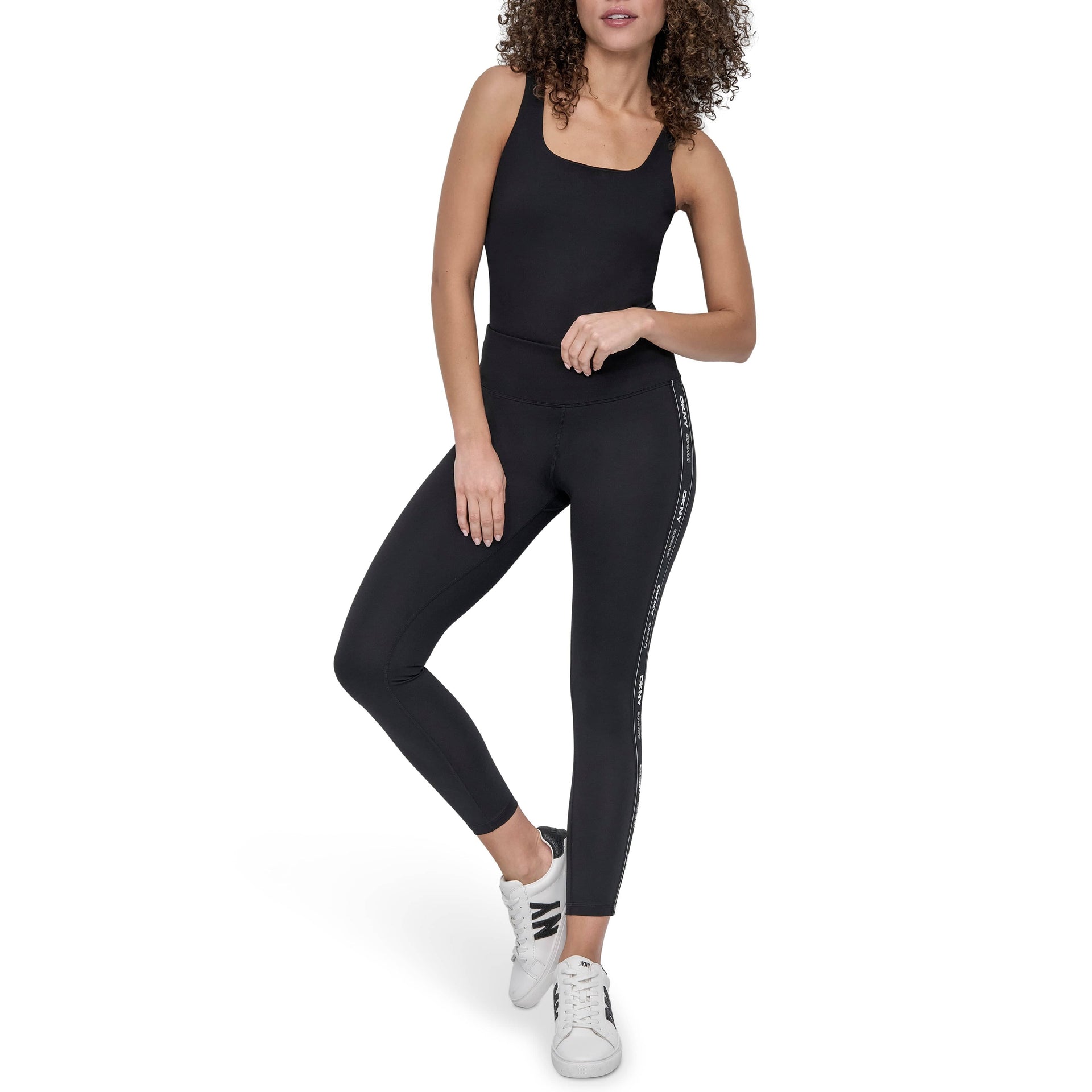 DKNY Womens Black Logo High Rise Legging