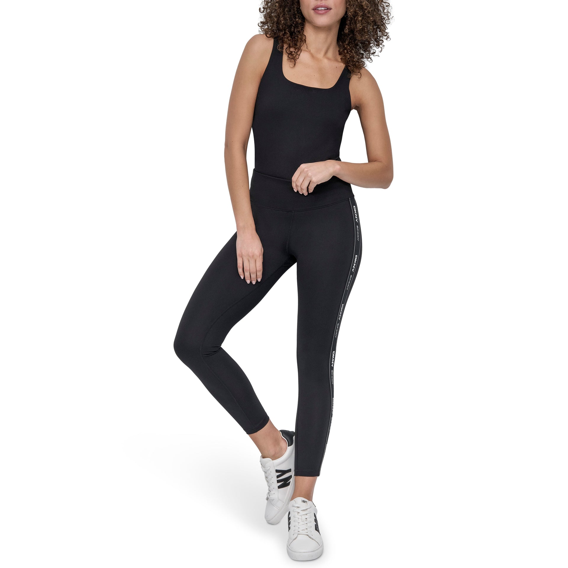 DKNY Womens Black Logo High Rise Legging