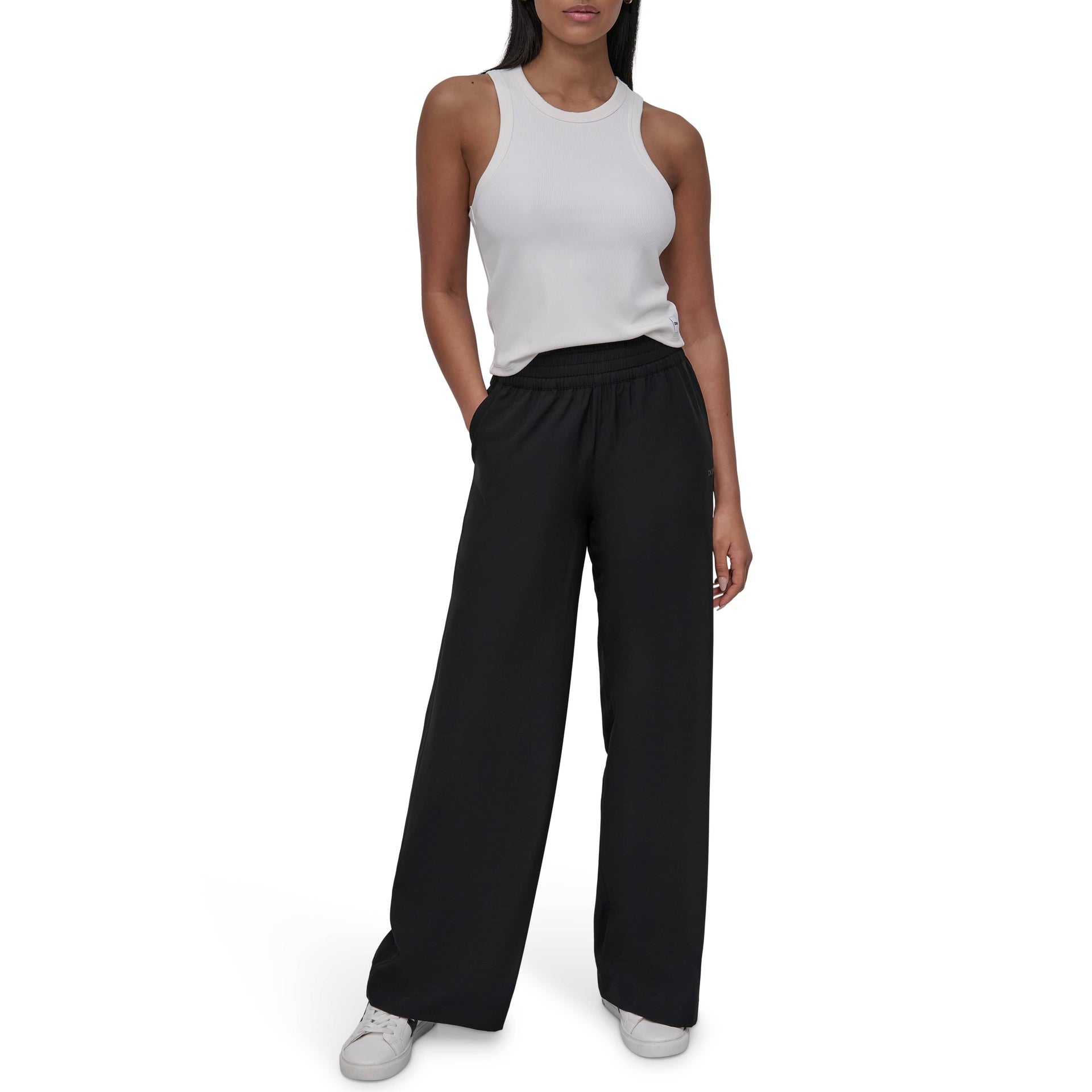 DKNY Womens Black Polyester Solid Trouser