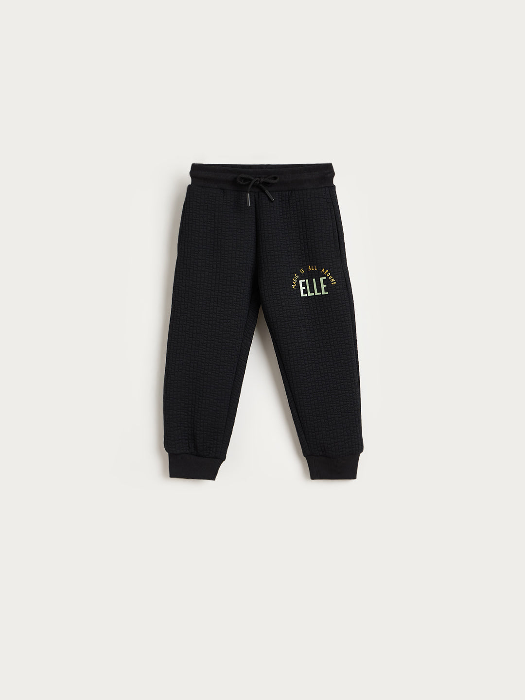 Elle Girls Black Textured Sweat Pant