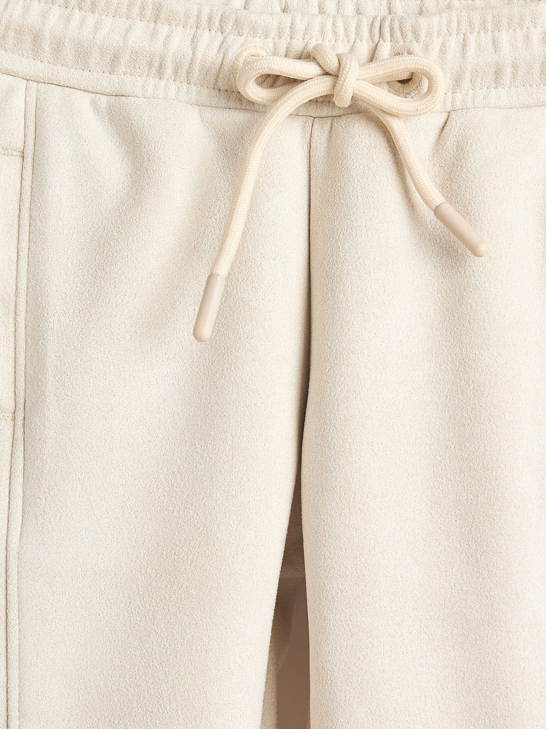 Elle Girls Cream Solid Tapered Fit Sweat Pant