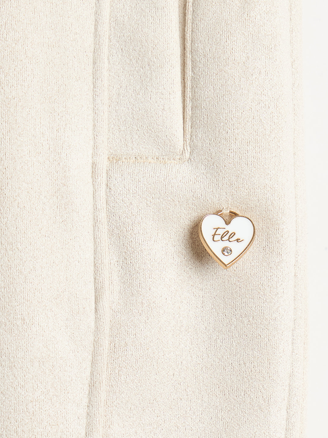 Elle Girls Cream Solid Tapered Fit Sweat Pant