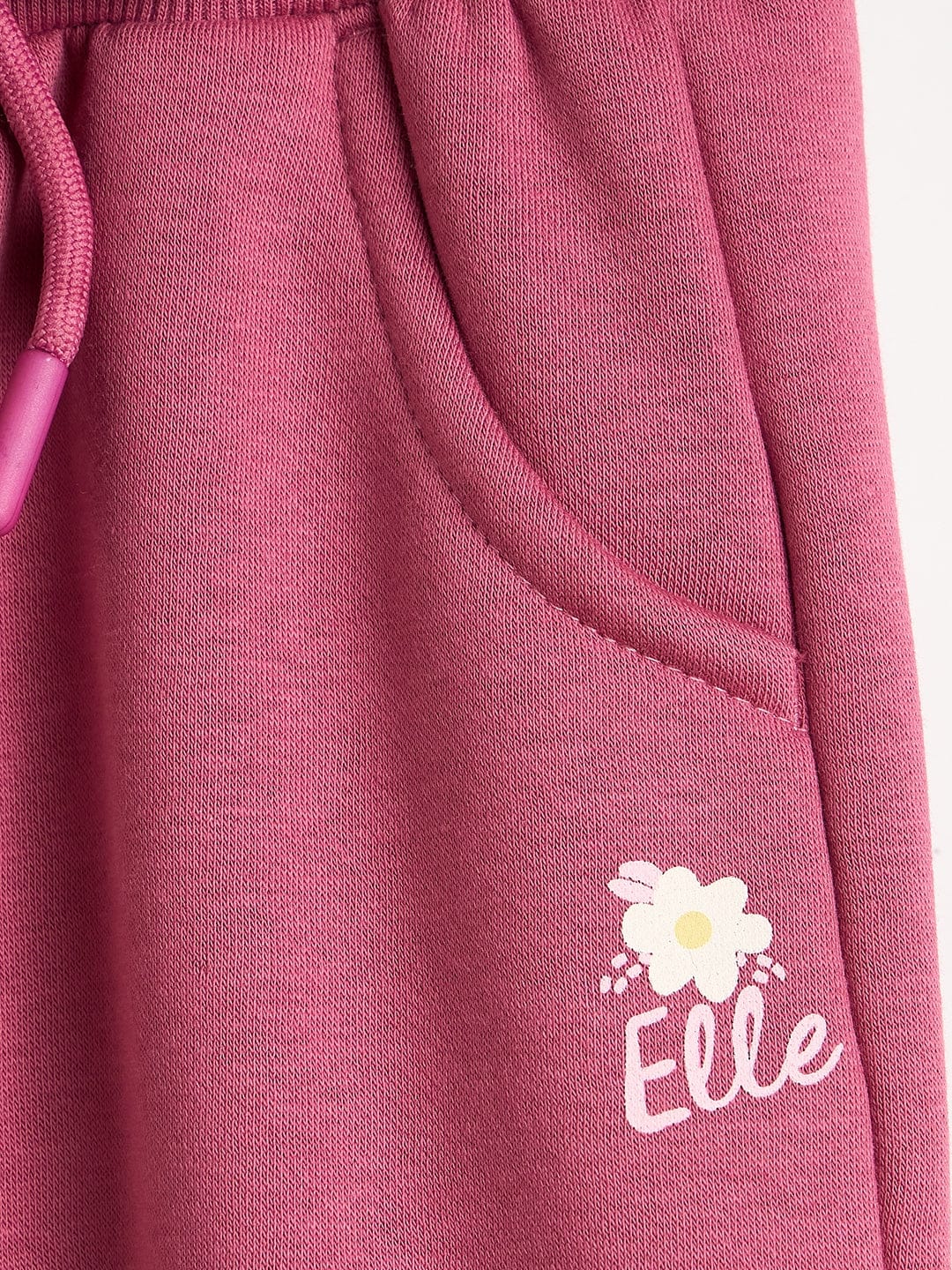Elle Girls Slim Straight Fit Pink Solid Sweatpant