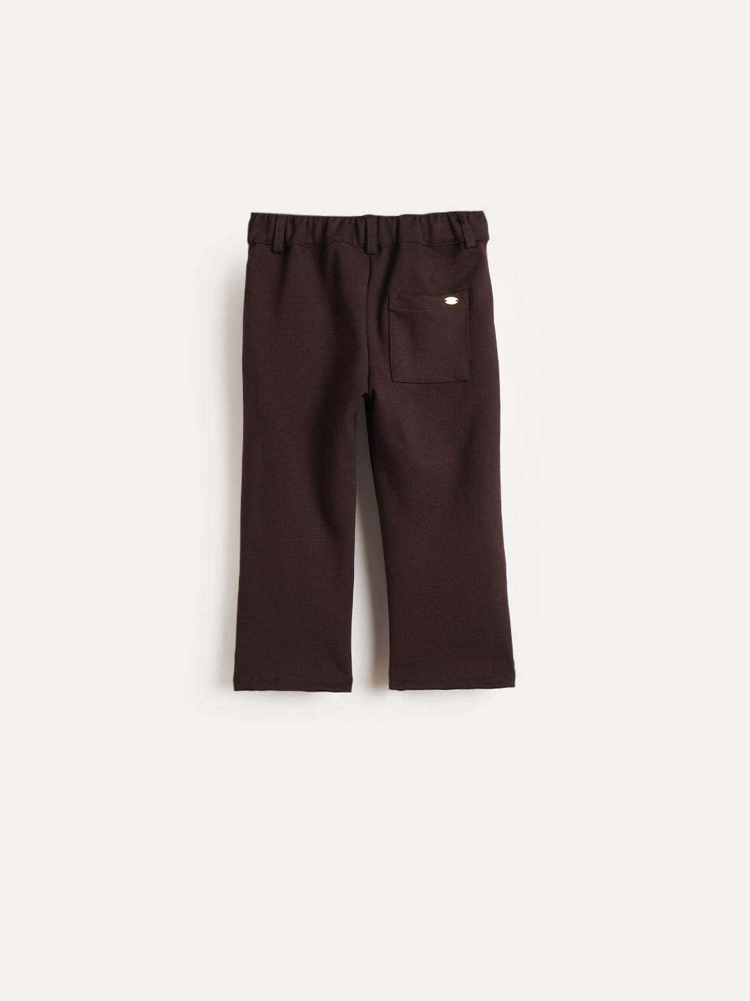 Elle Girls Brown Solid Fit & Flare Trouser