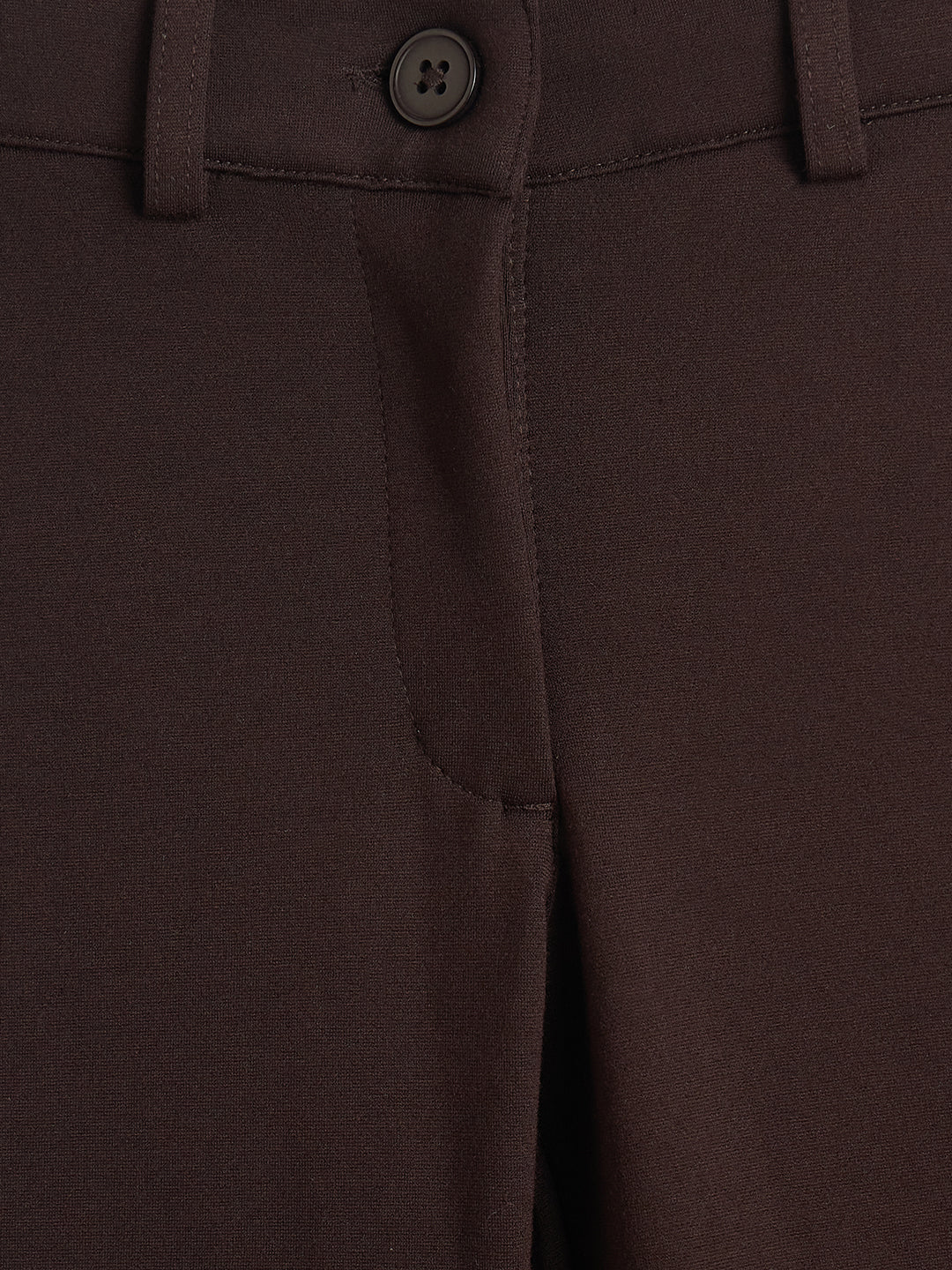 Elle Girls Brown Solid Fit & Flare Trouser