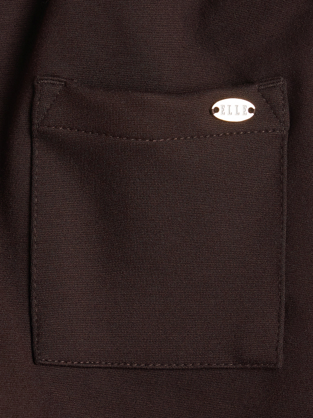 Elle Girls Brown Solid Fit & Flare Trouser