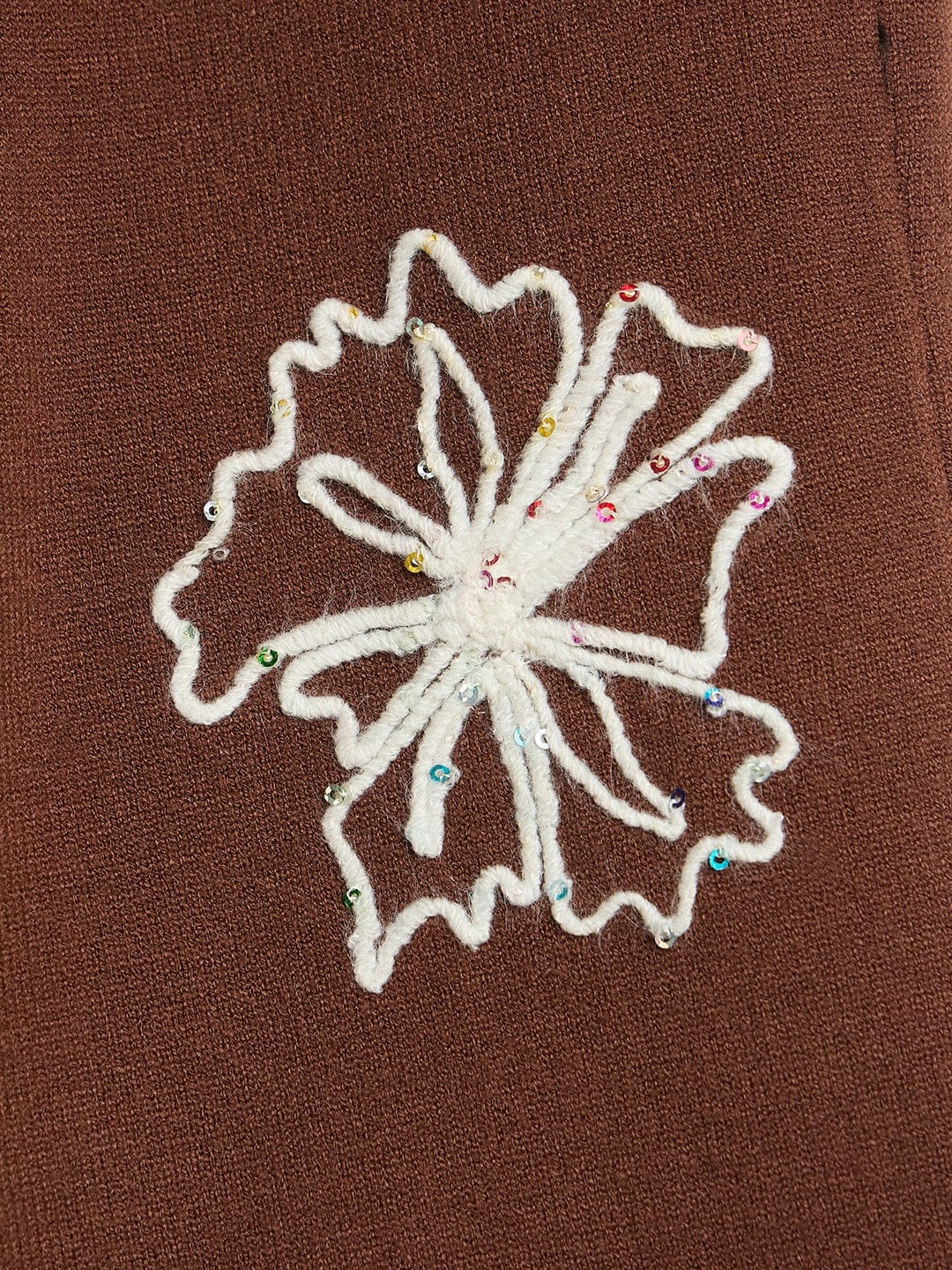 Elle Girls Fit & Flare Brown Embroidered Sweatpant