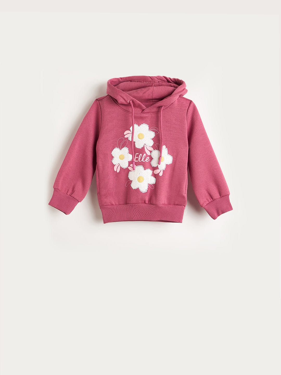 Elle Girls Regular Fit Pink Floral Sweatshirt