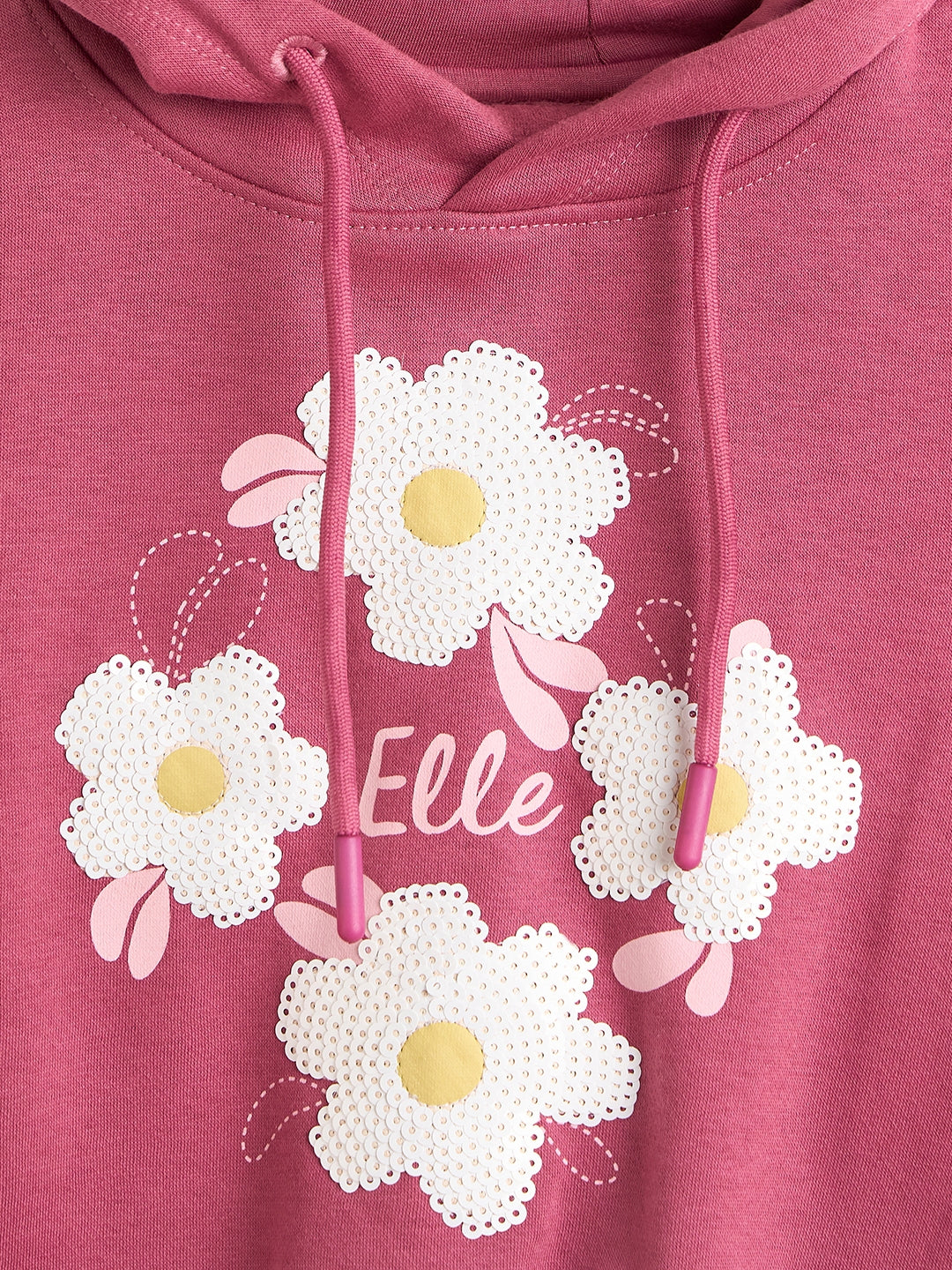 Elle Girls Regular Fit Pink Floral Sweatshirt