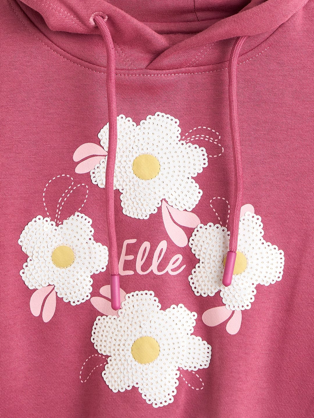 Elle Girls Regular Fit Pink Floral Sweatshirt