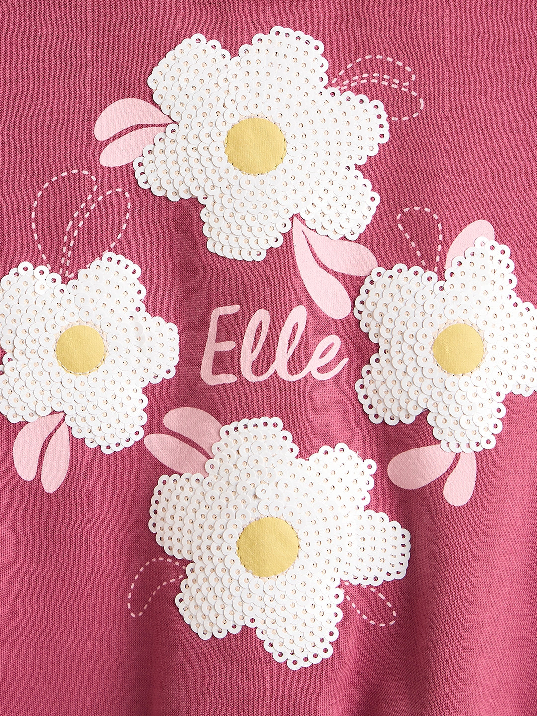 Elle Girls Regular Fit Pink Floral Sweatshirt