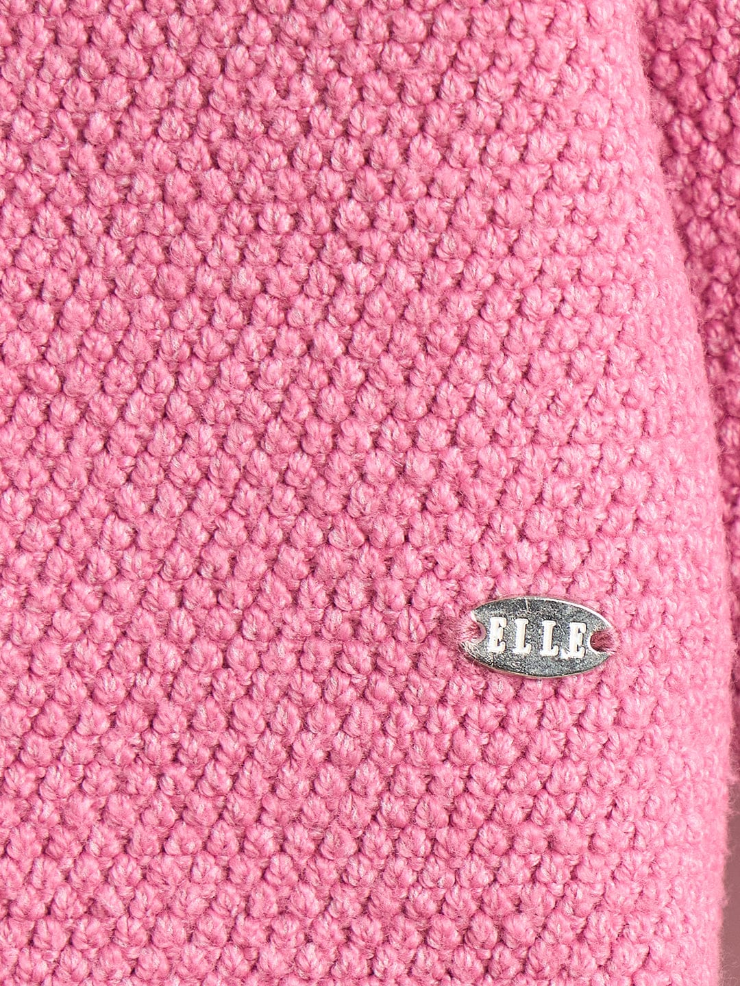 Elle Girls Pink Embroidered High Neck Sweater