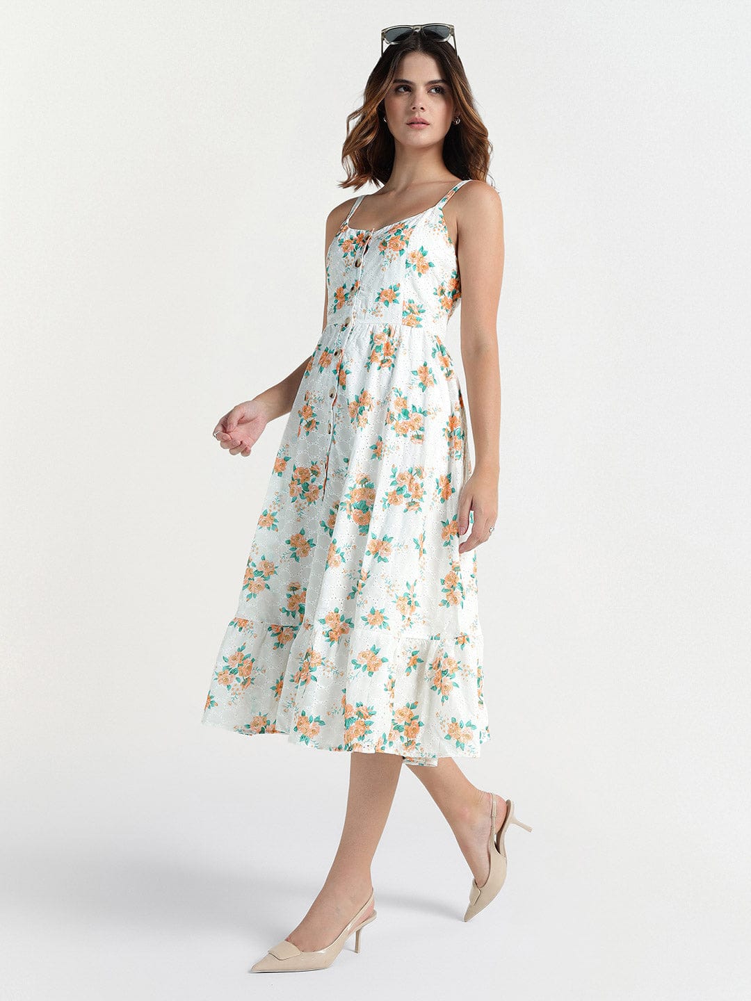 Elle Women Yellow Scoop Neck Dress