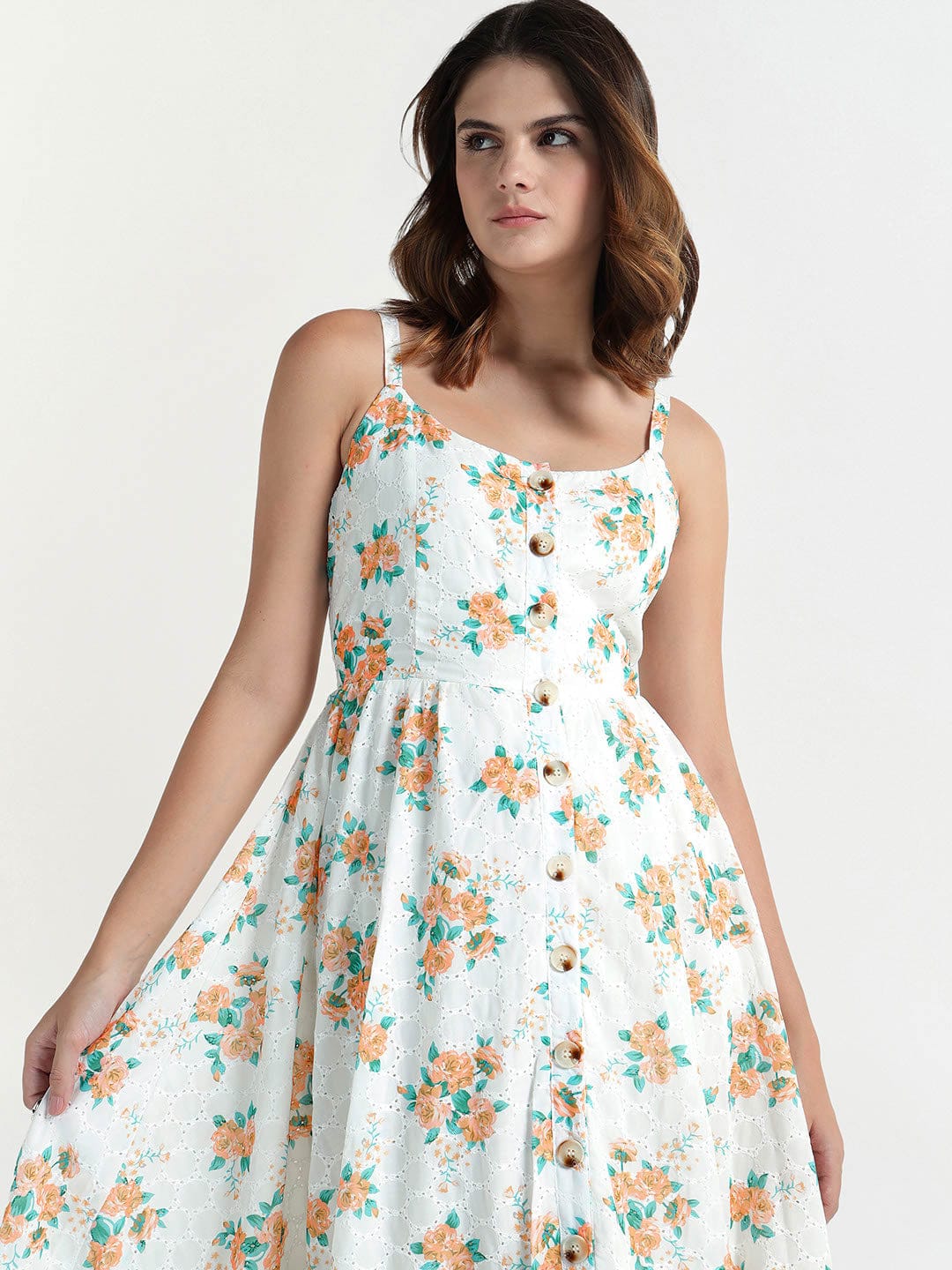 Elle Women Yellow Scoop Neck Dress