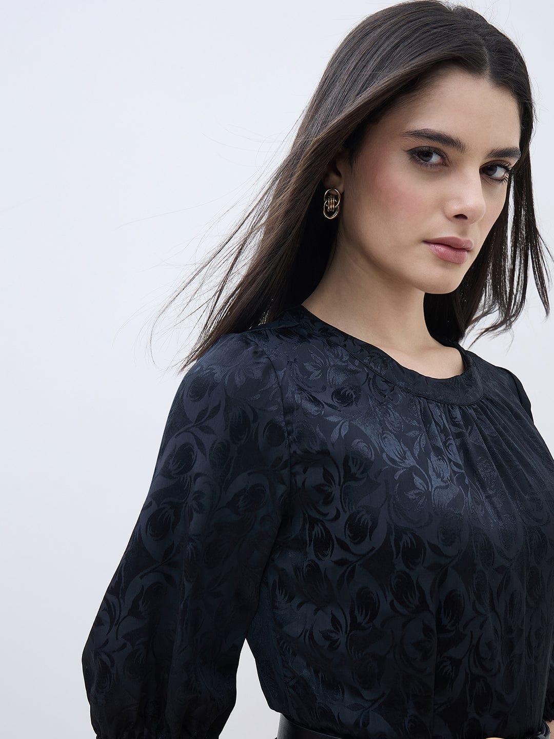 ELLE Women Black Floral Flared Fit Mini Dress