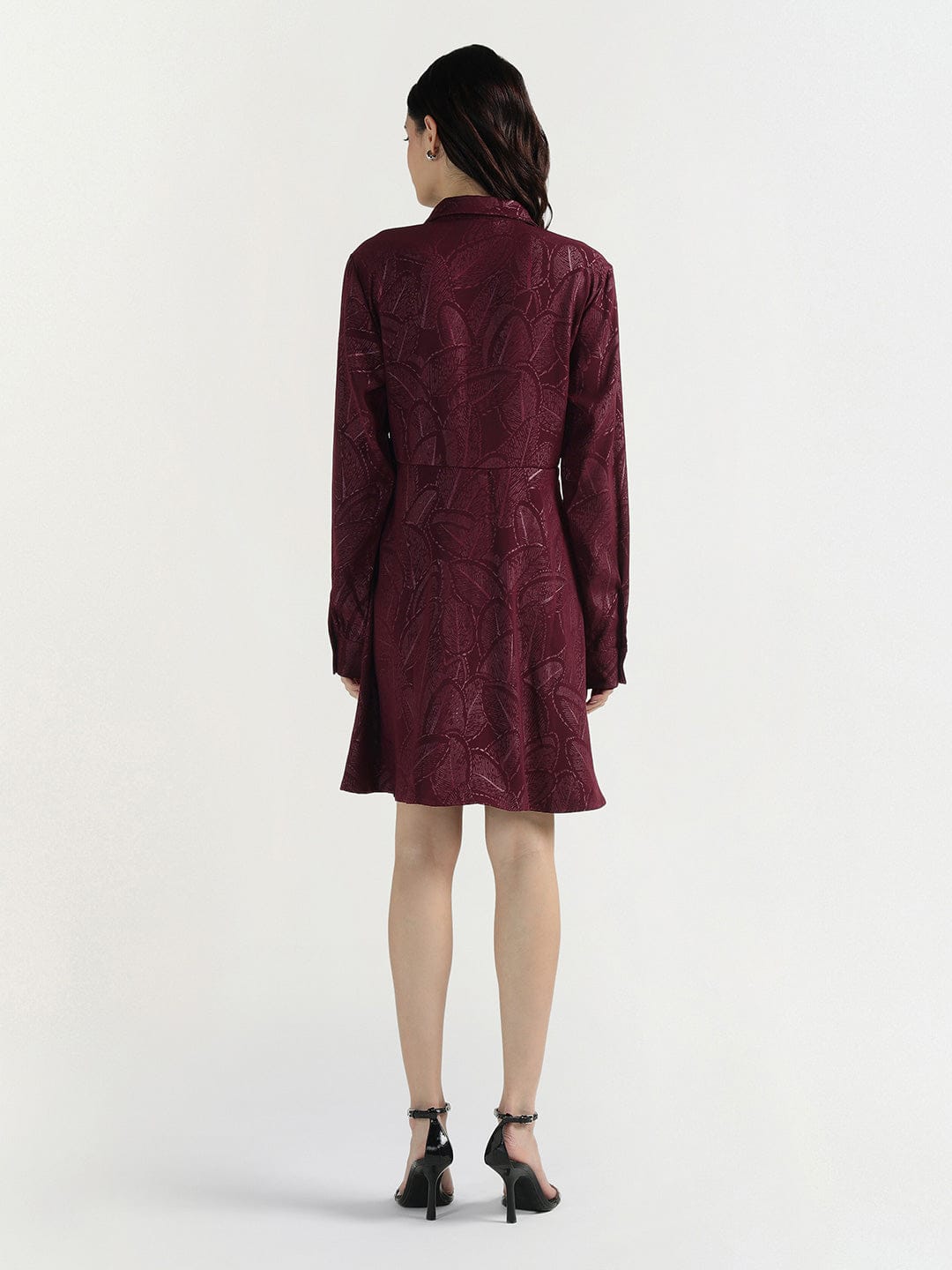 Elle Women Red Printed Collar Dress