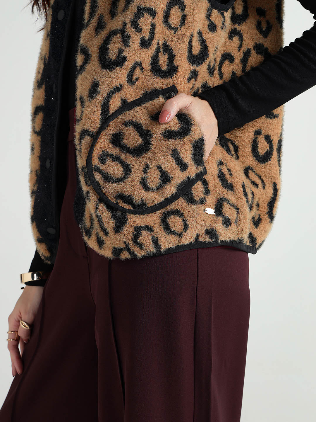 Elle Women Multi Printed Round Neck Jacket