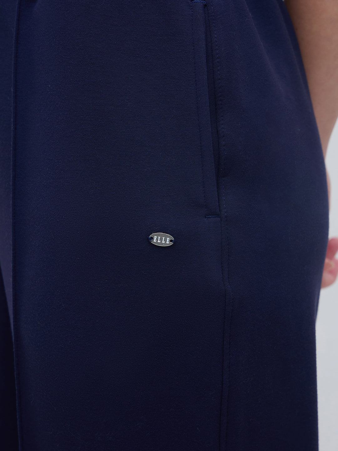Elle Women Navy Blue Solid Sweat Pant