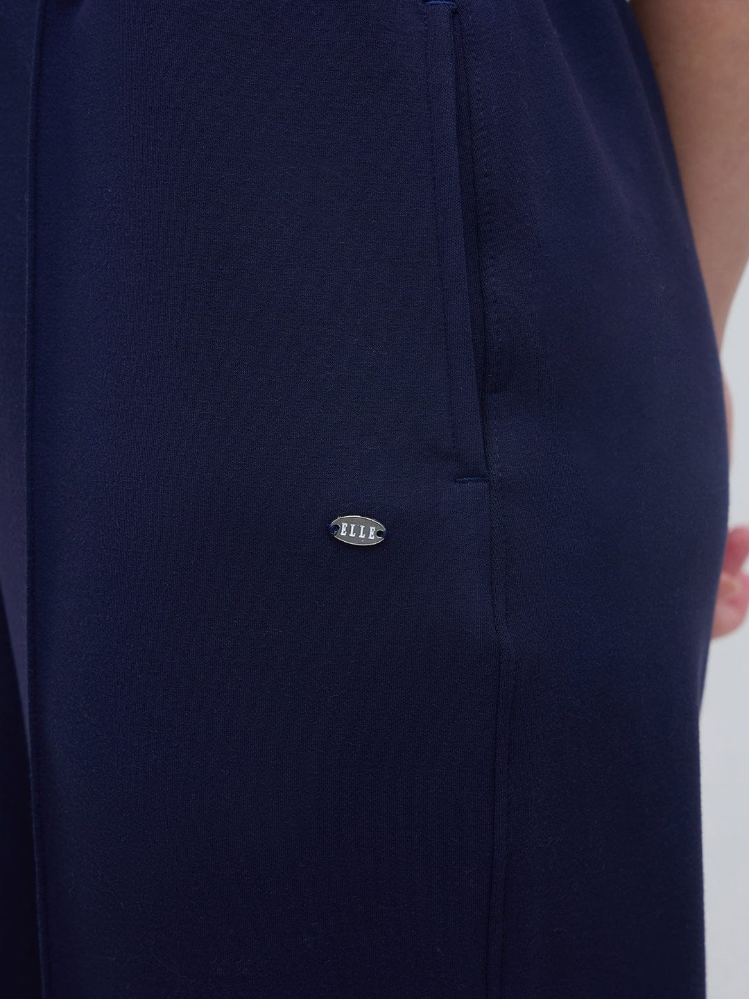 Elle Women Navy Blue Solid Sweat Pant