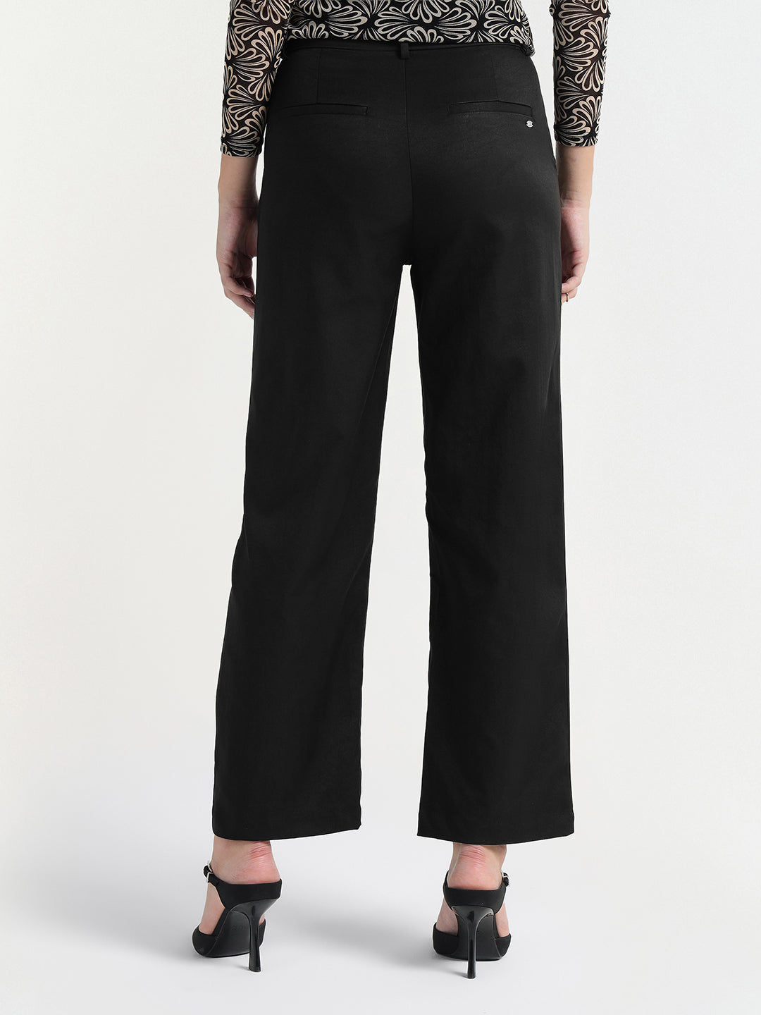 Elle Women Black Regular Fit Plain Trouser