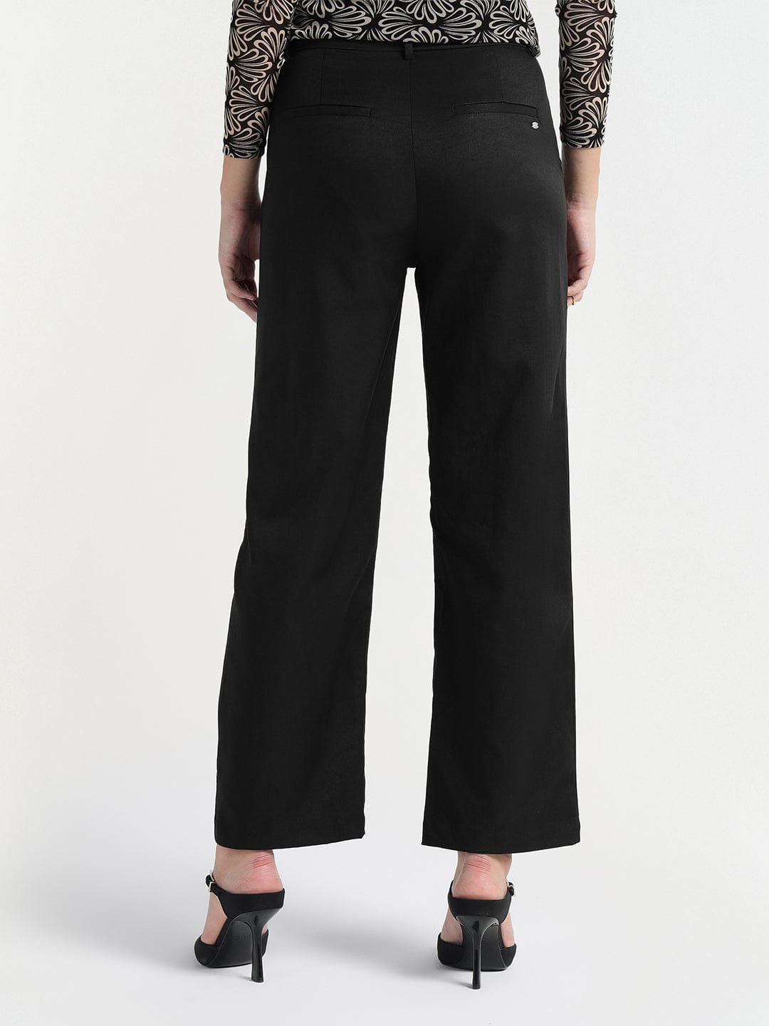 Elle Women Black Regular Fit Plain Trouser