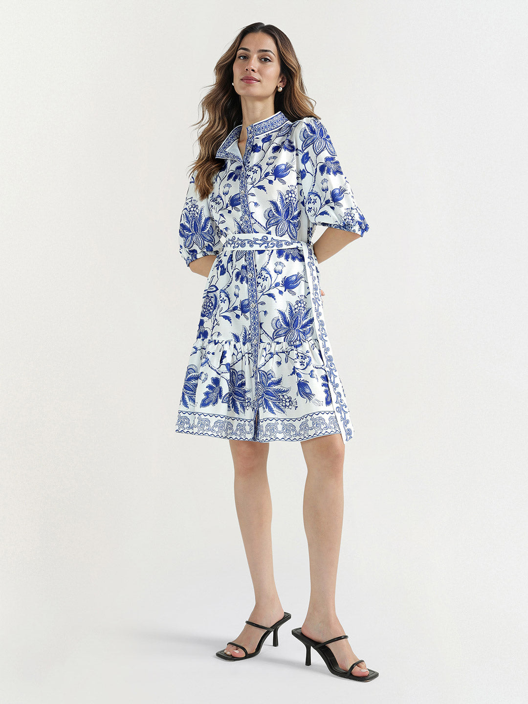 Elle Women Blue High Neck Playsuit