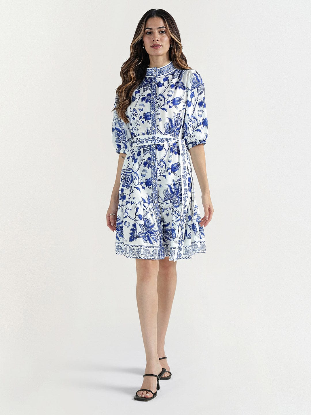 Elle Women Blue High Neck Playsuit