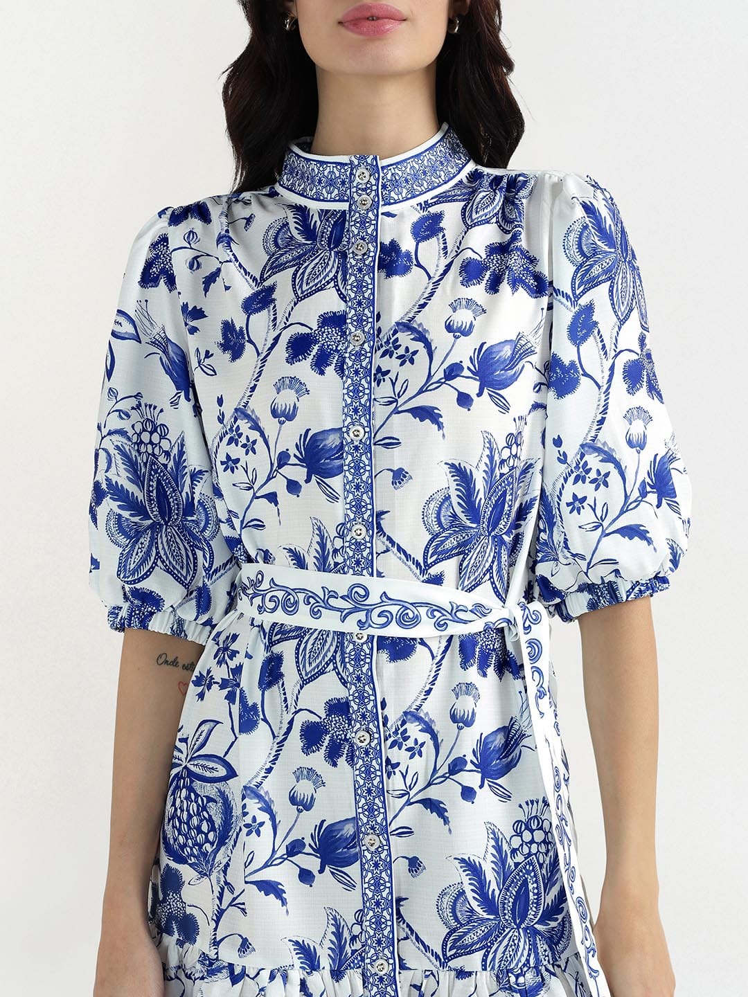 Elle Women Blue High Neck Playsuit