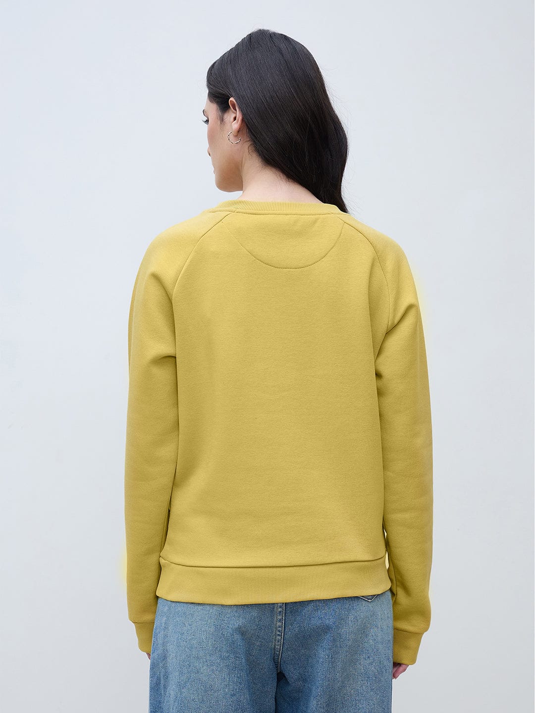Elle Women Yellow Solid Round Neck Sweatshirt