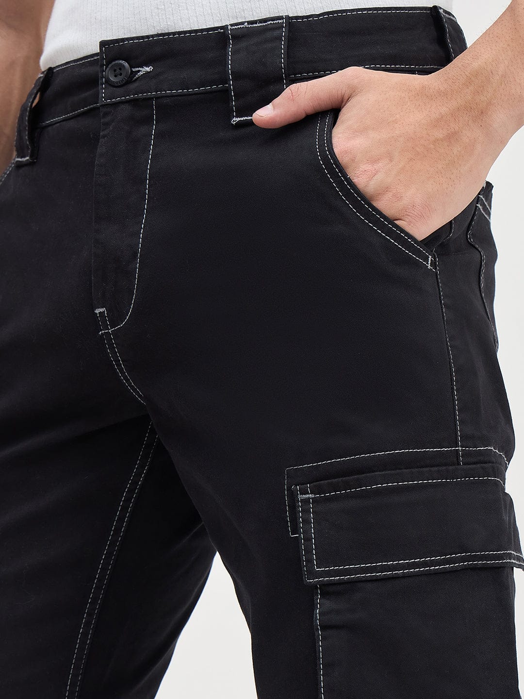 ICONIC Men Black Patch Pocket Cargo