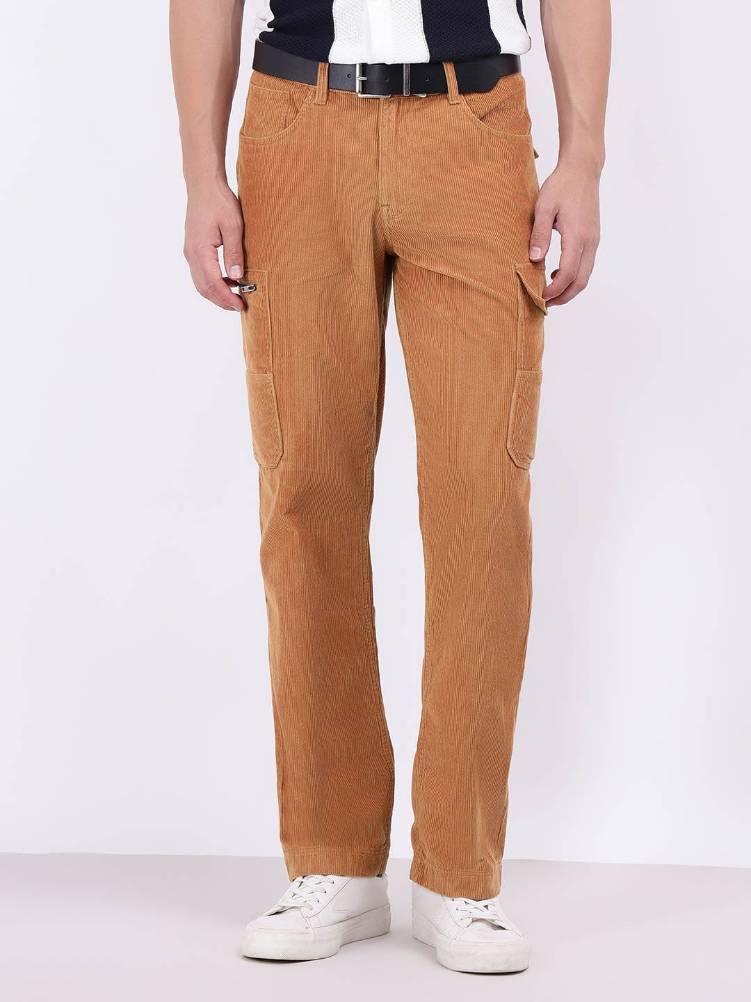 Iconic Men Beige Regular Fit Solid Trouser
