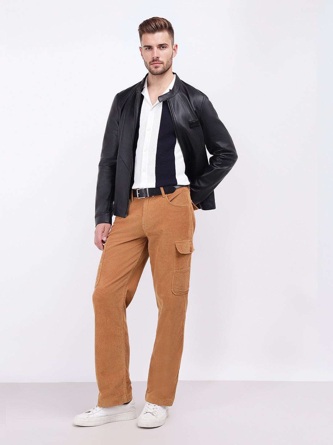 Iconic Men Beige Regular Fit Solid Trouser