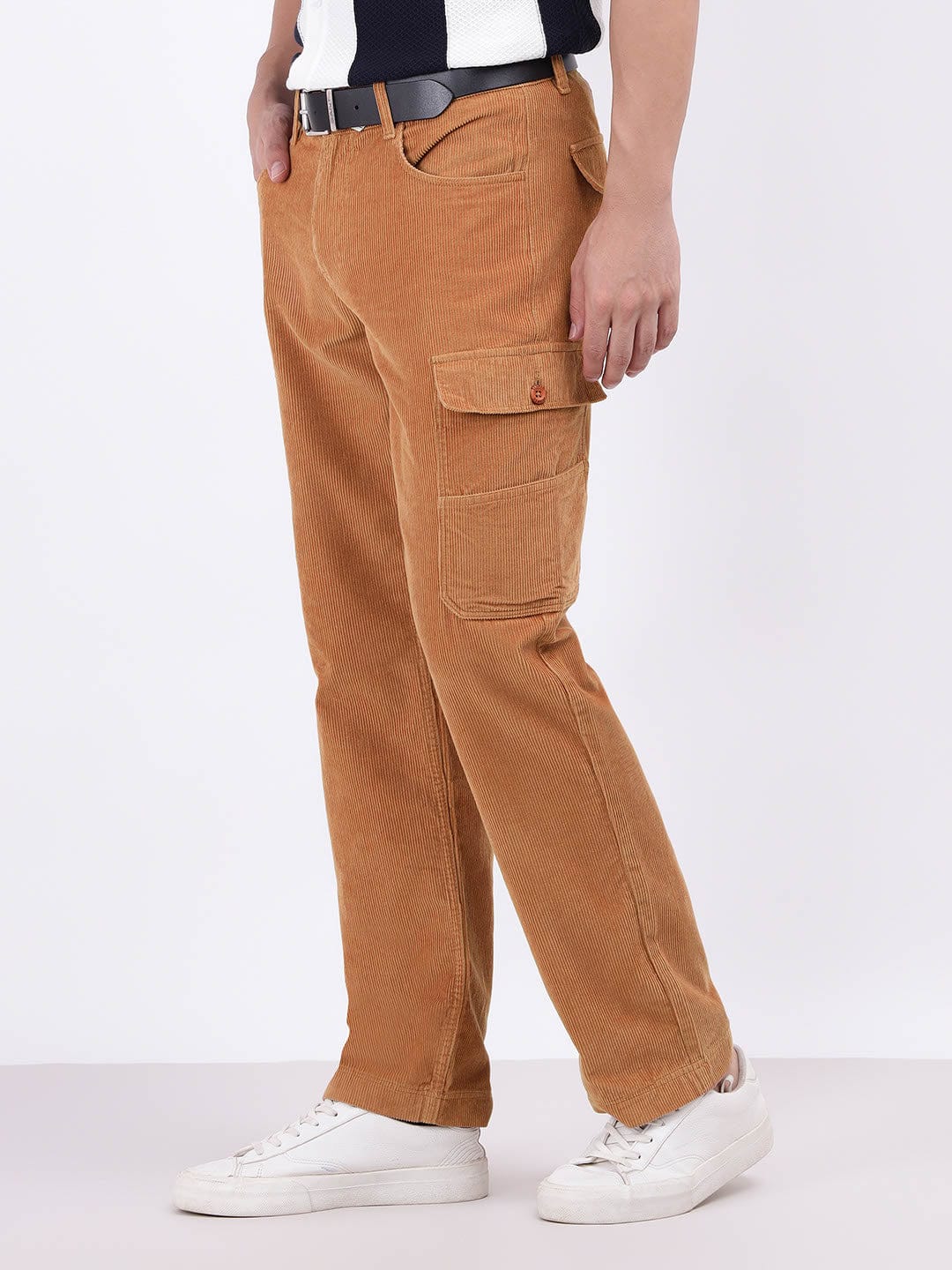 Iconic Men Beige Regular Fit Solid Trouser