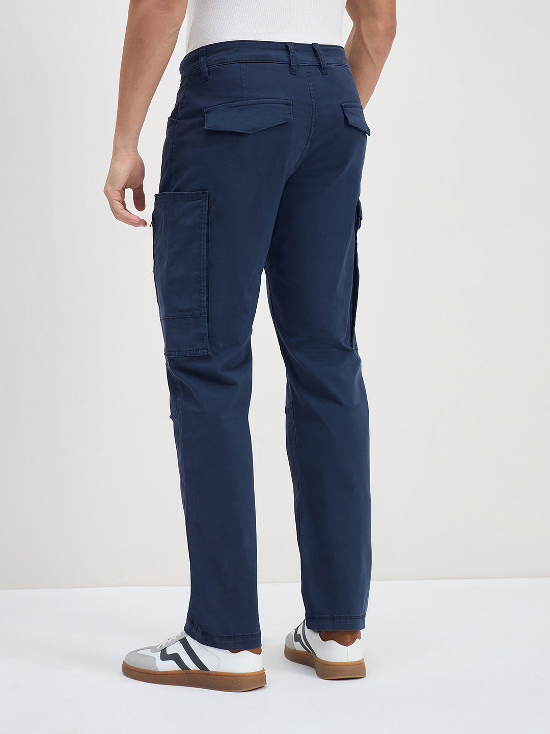 ICONIC Men Navy Blue Patch Pocket Cargo