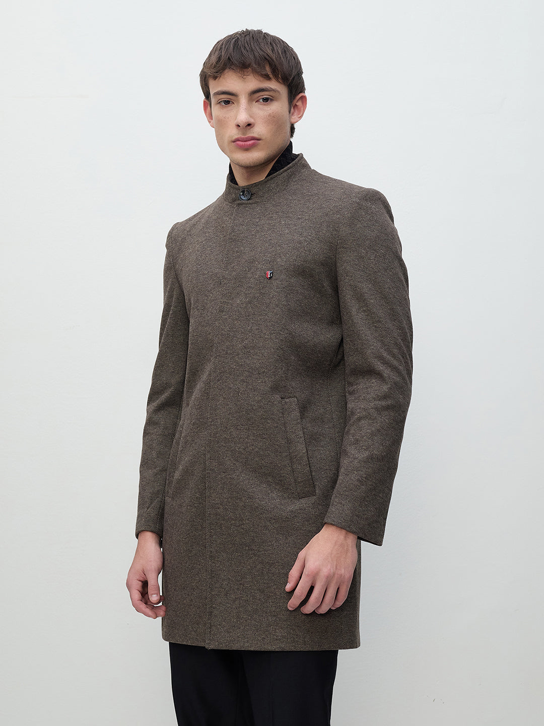 ICONIC Men Brown Regular Fit Overcoat