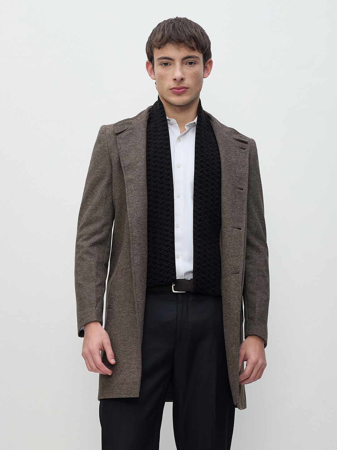 ICONIC Men Brown Regular Fit Overcoat