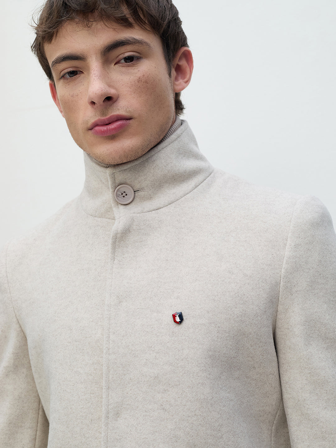 ICONIC Men Beige Regular Fit Overcoat