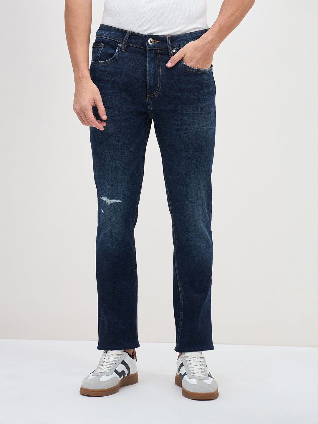 ICONIC Men Navy Blue Skinny Fit Jeans