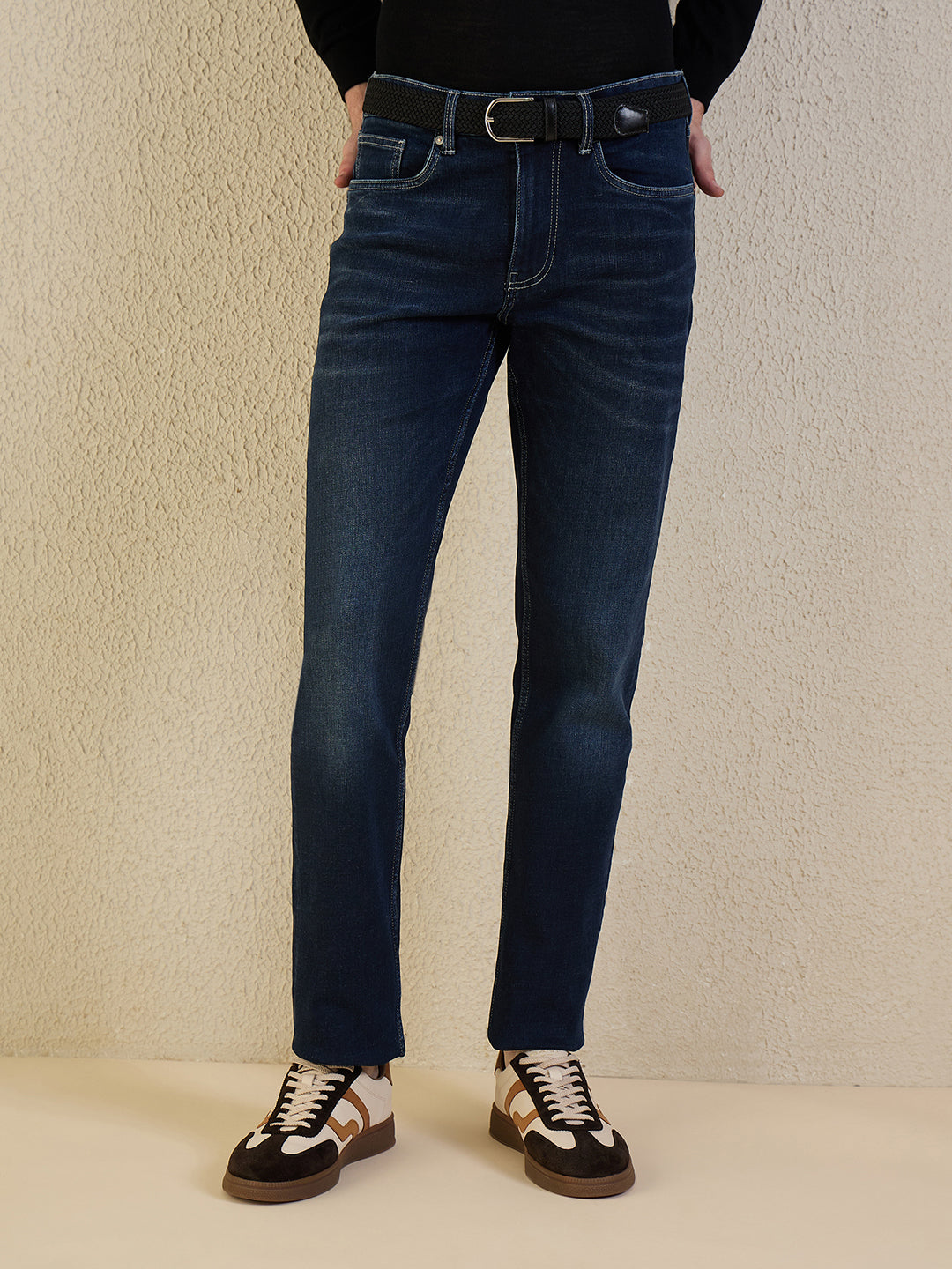 Iconic Men Navy Blue Solid Slim Fit Jeans