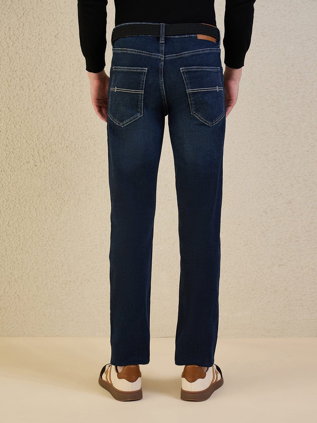 Iconic Men Navy Blue Solid Slim Fit Jeans