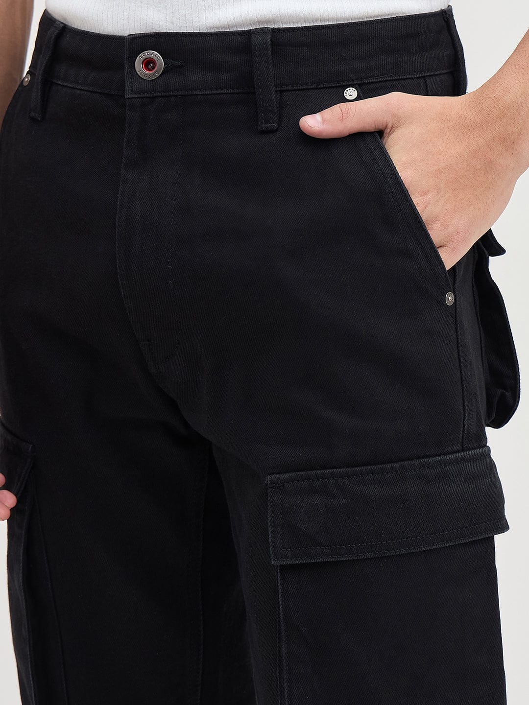ICONIC Men Black Cargo Fit Jeans