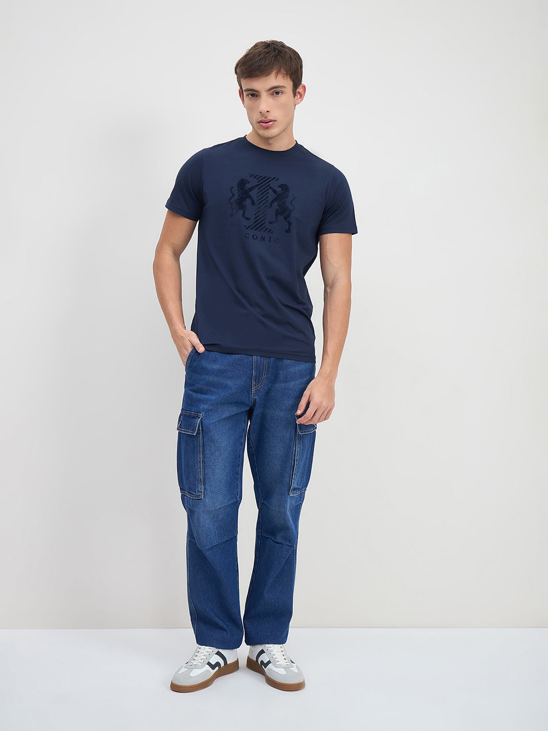 ICONIC Men Blue Cargo Fit Jeans