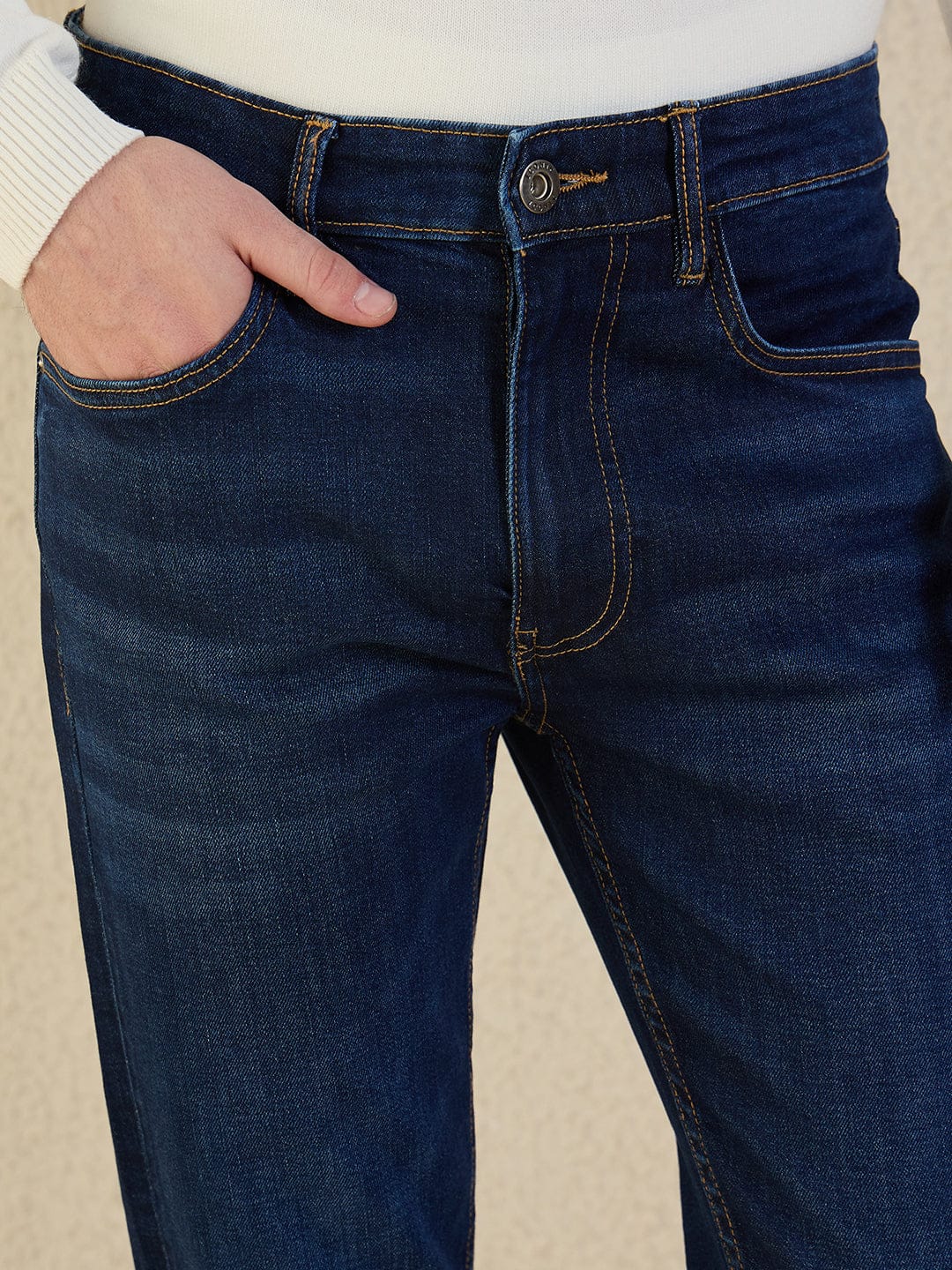 Iconic Men Navy Blue Solid Slim Fit Jeans