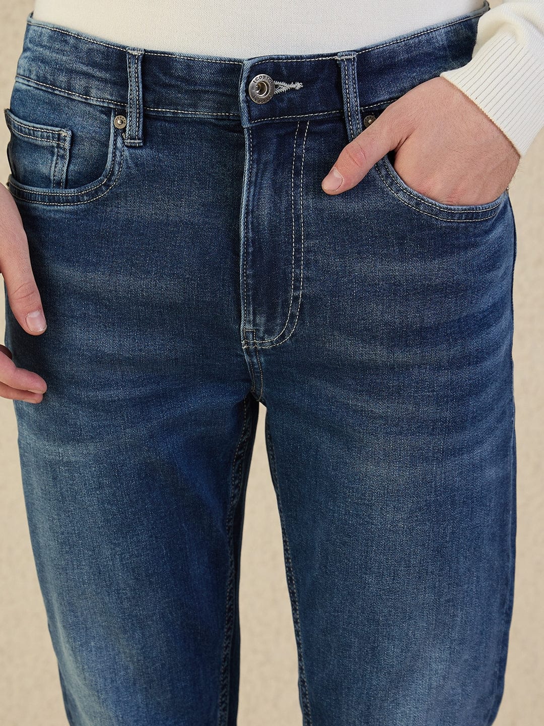 Iconic Men Blue Solid Slim Fit Jeans