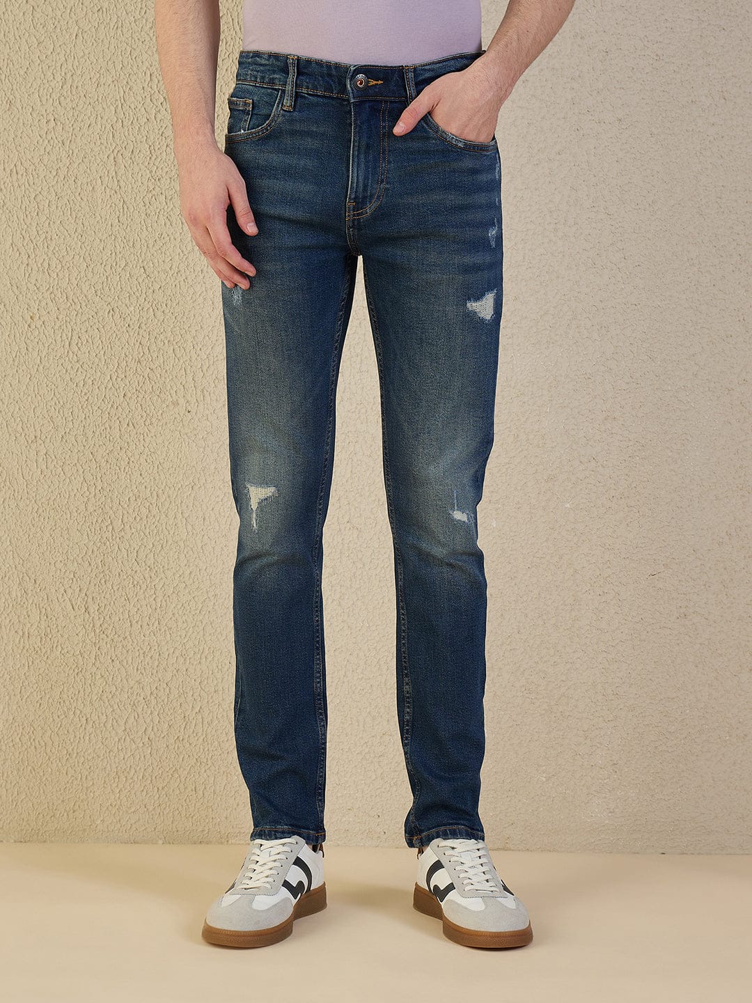 Iconic Men Blue Solid Skinny Fit Jeans