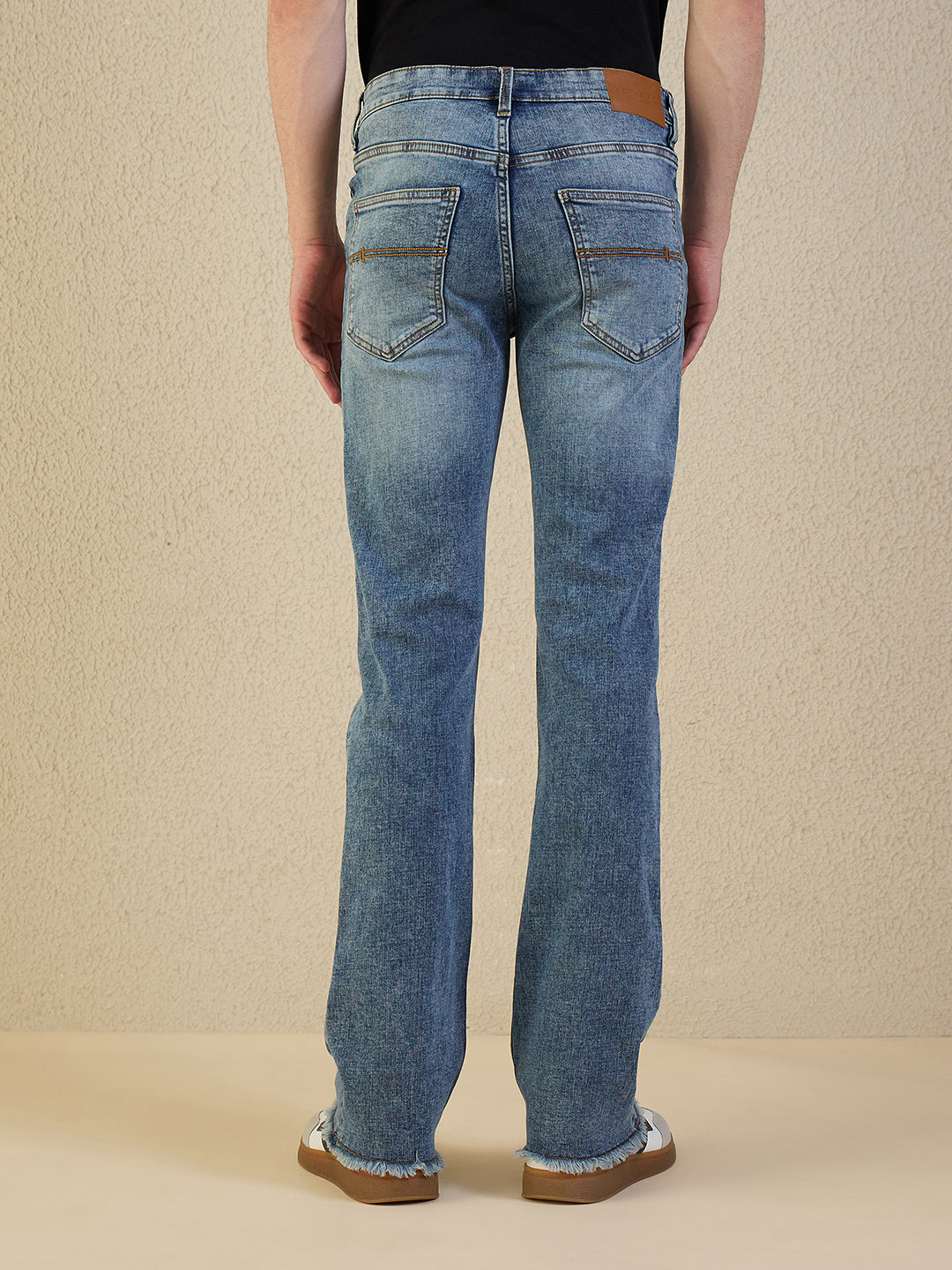 Iconic Men Blue Solid Boot Cut Jeans